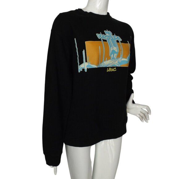 LOGIC Sweatshirt, M, Black, NO PRESSURE, Blue/Orange, Suspended man, 2 Sided - Picture 3 of 11